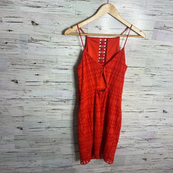 Topshop size 4 orange dress  cut out midi - Picture 6 of 9